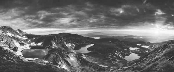 Vista Panorámica Aérea Los Siete Lagos Cascadas Rila Naturaleza Cordillera — Foto de Stock