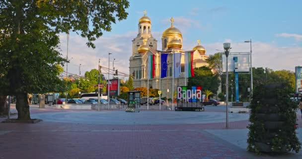 Varna Bulgaria Veduta Aerea Del Paesaggio Urbano Famoso Edificio Della — Video Stock
