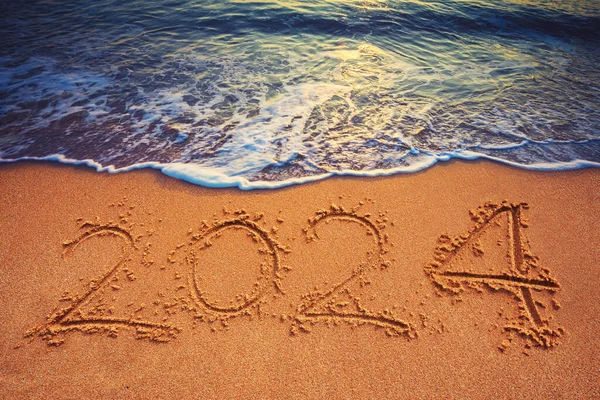 2024 Areia Praia Salpicando Onda Mar Costa Como Fundo Sazonal — Fotografia de Stock