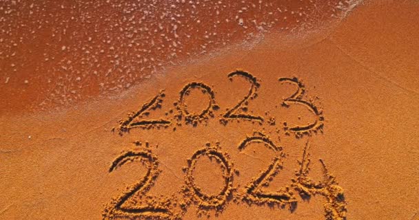 2023 새해의 2024 모래에 텍스트 — 비디오