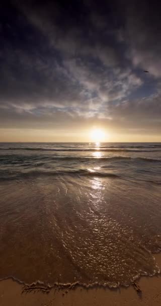 New Year 2024 Written Sand Beach Beautiful Sunrise Cloudscape Sea — Stock Video