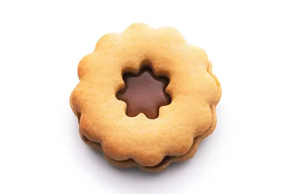 Traditionella Jul Linzer Cookies Österrikiska Eller Tyska Kex Med Kortskorpa — Stockfoto