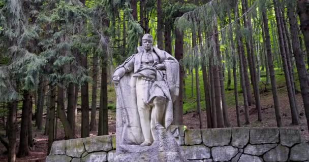 Hadzhi Dimitar Nationell Revolutionär Hjälte Minnesmärke Bergsskogen Topp Buzludzha Bulgarien — Stockvideo