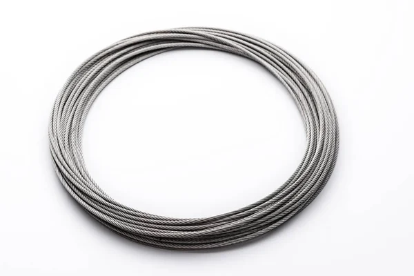 Tecnología Cuerda Metálica Cable Acero Aislado Sobre Fondo Blanco —  Fotos de Stock