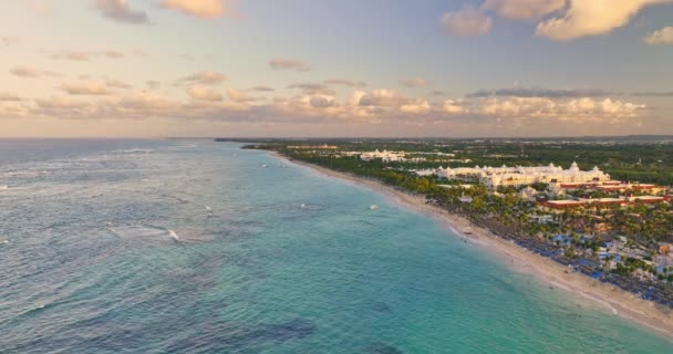 Tropikalny Krajobraz Morski Widok Karaibską Plażę Kurort Bavaro Punta Cana — Wideo stockowe