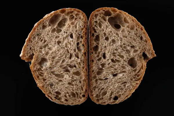 Zelfgemaakte Zuurdesem Brood Stokbrood Zwarte Bekergrond Stockfoto