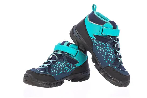 Farbe Stiefel Wanderschuhe Outdoor Schuhe Isoliert Auf Weißem Hintergrund Stockfoto
