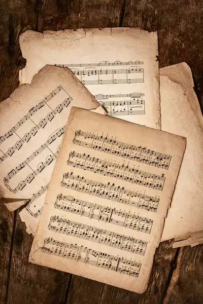 Starych Arkuszy Muzyki Drewniane Tła Obraz Stockowy