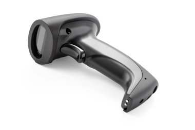 Barkod okuyucu qr kod kablosuz barkod tarayıcı ile doklama istasyonu beyaz arkaplan izole