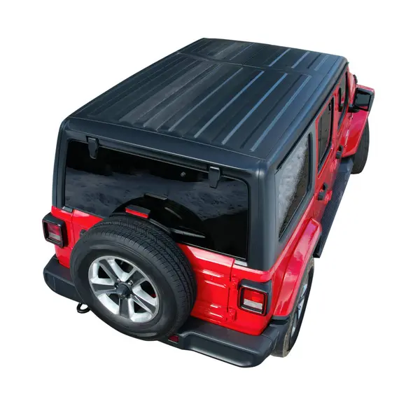 stock image Red SUV car with spare tire isometric back view isolated