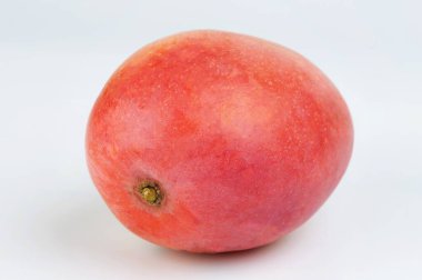 Beyaz stüdyo arka planında izole edilmiş tatlı kırmızı mango meyvesi