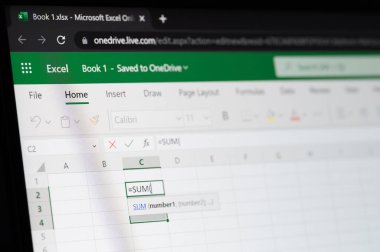 New York, ABD - Eylül 1, 2022: Microsoft uygulamasını özetlemek dizüstü bilgisayar ekranı makrosu yakın görünüm arka planında üstün başarı