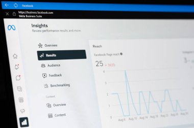 New York, ABD - Eylül 1, 2022: Laptop ekran makro yakın görünüm arka planı hakkındaki meta iş görüşlerini gözden geçir