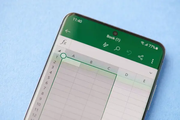 stock image New york, USA - June 28 2021: Merging cells in excel app  on smartphone screen close up