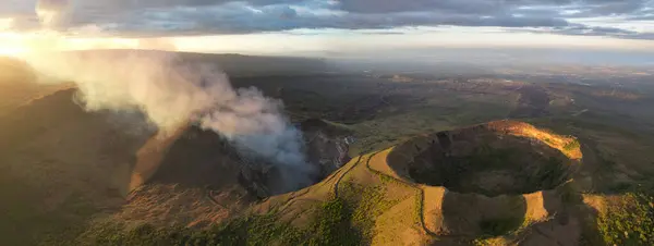 stock image Santiago volcano crater in Masaya Nicaragua aerial drone view on sunset time
