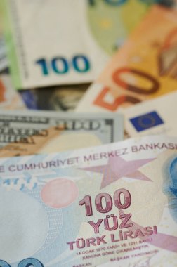 Bizden ve Eu para biriminden 100 lira. Türk para teması