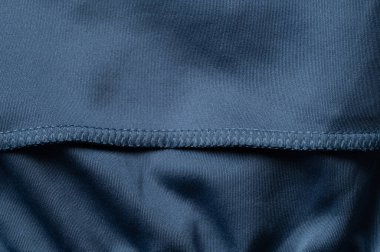 Mavi sentetik materyal makro dikişler yakın görünüm