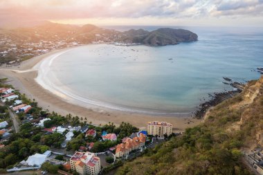 San Juan Del Sur 'daki Nikaragua tatil beldesi insansız hava aracı görüntüsü