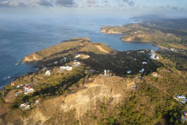 Nikaragua 'da Pasifik Okyanusu kıyısında San Juan Del Sur hava manzarası