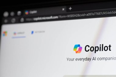 New York, ABD - 19 Temmuz 2024: Microsoft Windows uygulamasında kopilot yapay zeka resmi web sitesi görüntüsü
