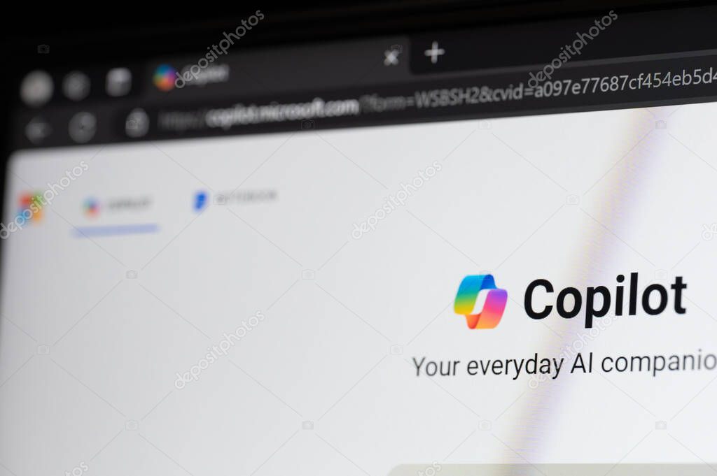 New York, USA - July 19, 2024: Copilot AI in Microsoft Windows app on official web site screen close up view
