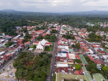 Nikaragua 'daki San Marcos şehrindeki Central Park insansız hava aracı görüntüsü