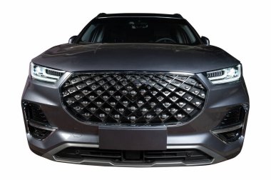 Modern SUV araba ön manzara ızgara gümüş gri metal renk