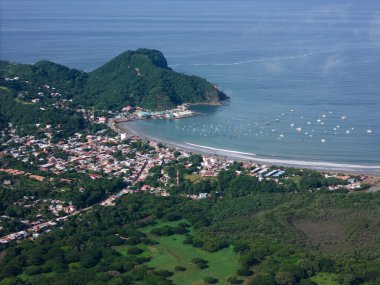 San Juan Del Sur 'da güneşli bir günde seyir limanı havası manzarası