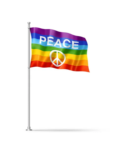 Tęczowa Flaga Pokoju Ilustracja Odizolowana Białym — Zdjęcie stockowe