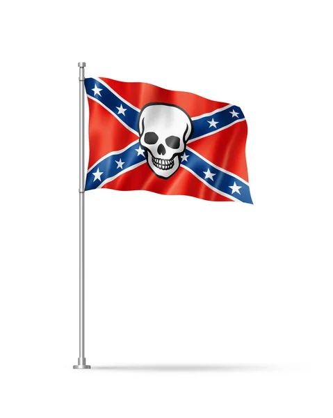 Flaga Konfederatów Czaszką Ilustracja Odizolowana Białym — Zdjęcie stockowe