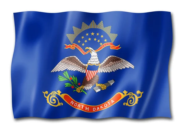 Bandiera Del Nord Dakota Stati Uniti Che Sventolano Raccolta Striscioni — Foto Stock