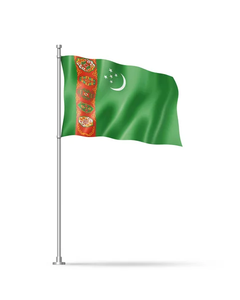 Σημαία Τουρκμενιστάν Τρισδιάστατη Απεικόνιση Απομονωμένη Λευκό — Φωτογραφία Αρχείου