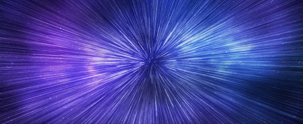 Hyperspace Speed Effect Night Starry Sky Bright Blue Galaxy Horizontal — Zdjęcie stockowe