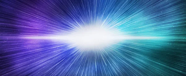 Big Bang Effect Bright Blue Galaxy Sky Horizontal Banner Illustration — Stock Photo, Image