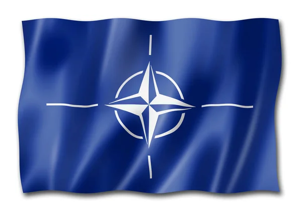 Nato organization waving flag. 3D illustration