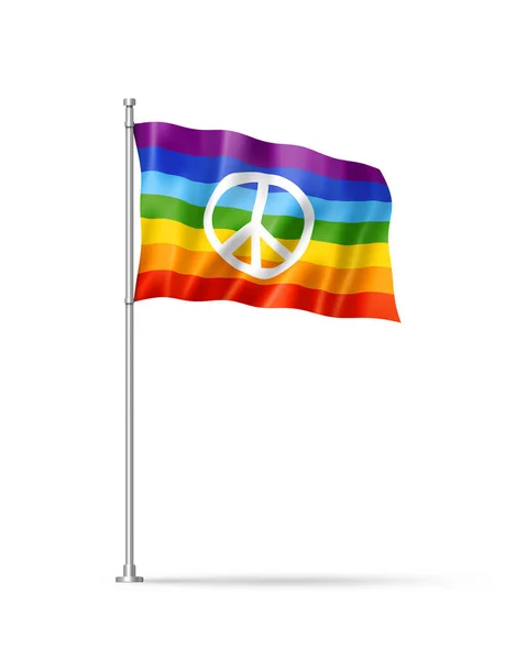 Regnbåge Fred Flagga Illustration Isolerad Vit — Stockfoto