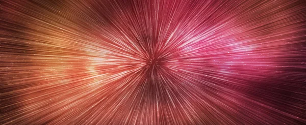 Hyperrymd Hastighet Effekt Natts Stjärnklar Himmel Ljust Röd Galax Horisontell — Stockfoto
