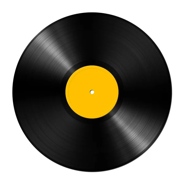 黄色のビニールレコードは 白い背景に隔離された 3Dイラスト — ストック写真