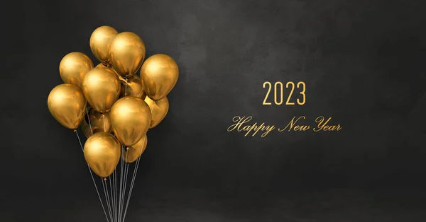 2023 Gott Nytt Gratulationskort Med Tomt Kopieringsutrymme Guld Ballonger Svart — Stockfoto