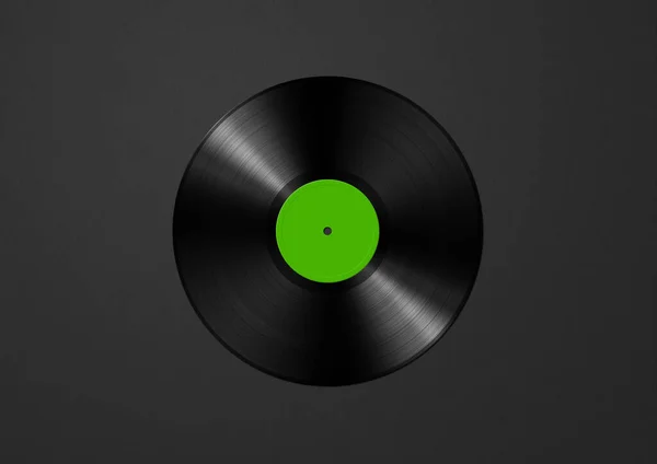 黒の背景に隔離された緑のビニールレコード 3Dイラスト — ストック写真