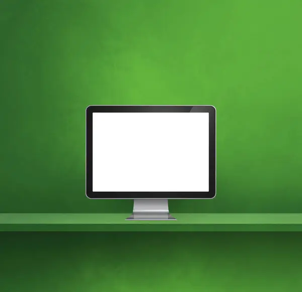 Komputer Zielone Tło Półki Ściennej Ilustracja — Zdjęcie stockowe