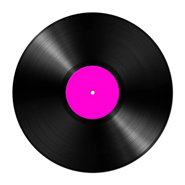 Růžový Vinylový Záznam Izolovaný Bílém Pozadí Ilustrace — Stock fotografie