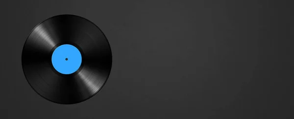 ブラックを基調としたブルーレコード 水平方向のバナー 3Dイラスト — ストック写真