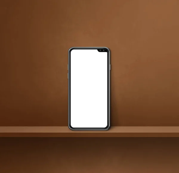 Mobile Phone Brown Wall Shelf Square Background Illustration — Stock Photo, Image