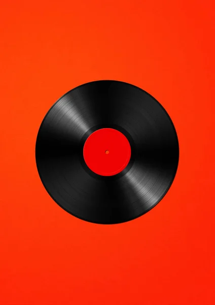 Vinyl Ρεκόρ Απομονώνονται Κόκκινο Φόντο Απεικόνιση — Φωτογραφία Αρχείου