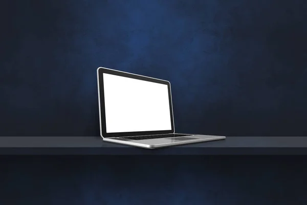 Laptop Komputer Czarnym Tle Półki Ilustracja — Zdjęcie stockowe