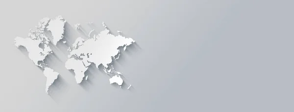 Illustrazione Della Mappa Del Mondo Isolata Sfondo Bianco Bandiera Orizzontale — Foto Stock