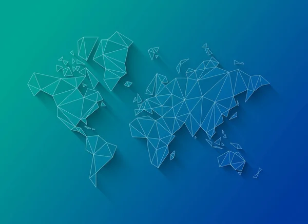 Світова Карта Складається Багатокутників Ілюстрація Ізольована Синьому Фоні — стокове фото