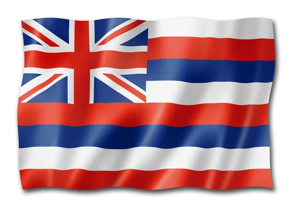 Гавайський Прапор Єднані Держави Розмахують Колекцією Прапорів Ілюстрація — стокове фото