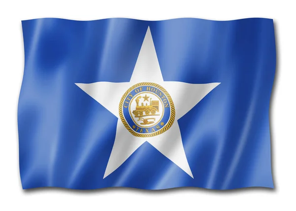 Houston city flag, Texas. United states waving banner collection. 3D illustration